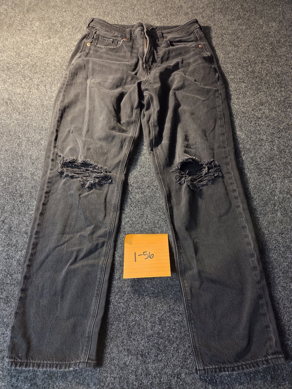 American Eagle Outfitters Black Straight Leg Distressed Jeans